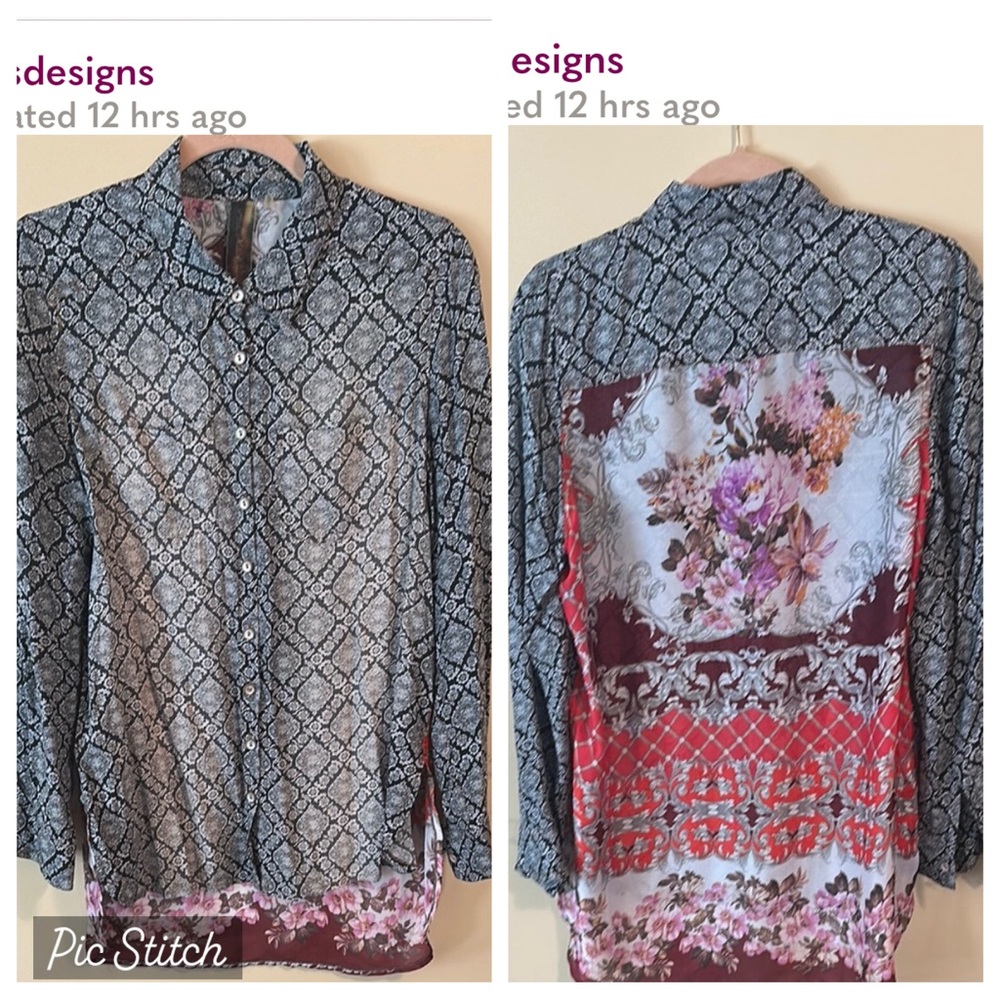 Arrata Patterned Button-Up Blouse - image 1